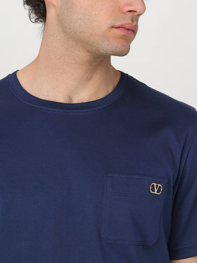 Valentino Plaque Logo T-Shirt in Blue