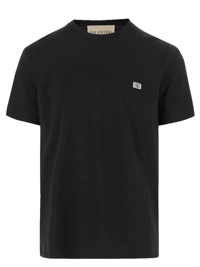 Valentino Small Embroidered Logo T-Shirt in Black