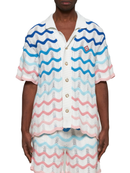 Casablanca Gradient Wave Crochet Textured Shirt in White